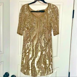 Adrianna Papel x E LIVE From The Red Carpet Sequin & Beaded Dress, 2- Like New